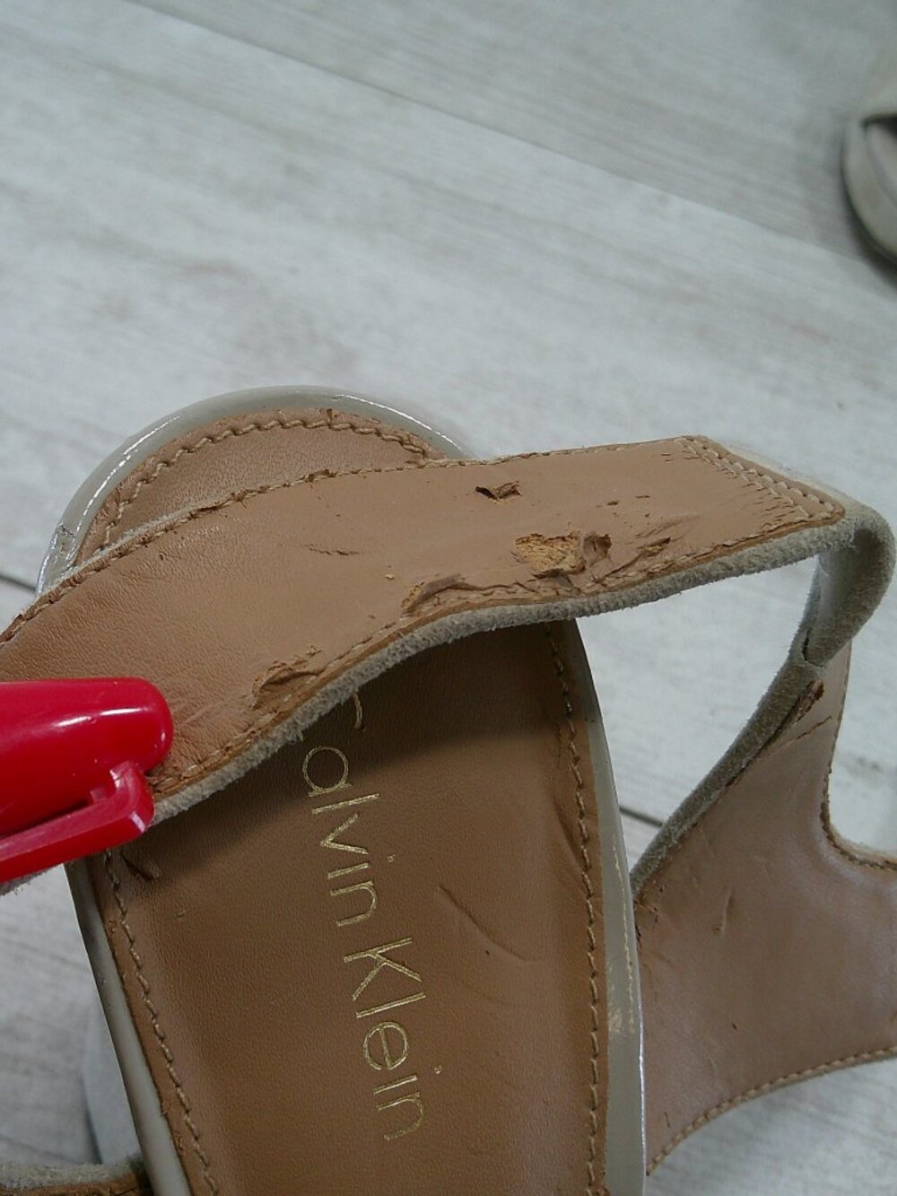 Calvin Klein Bette Clay / Greyish Platform Open-toe Sandals Block Heel Size 7 - Picture 5 of 13